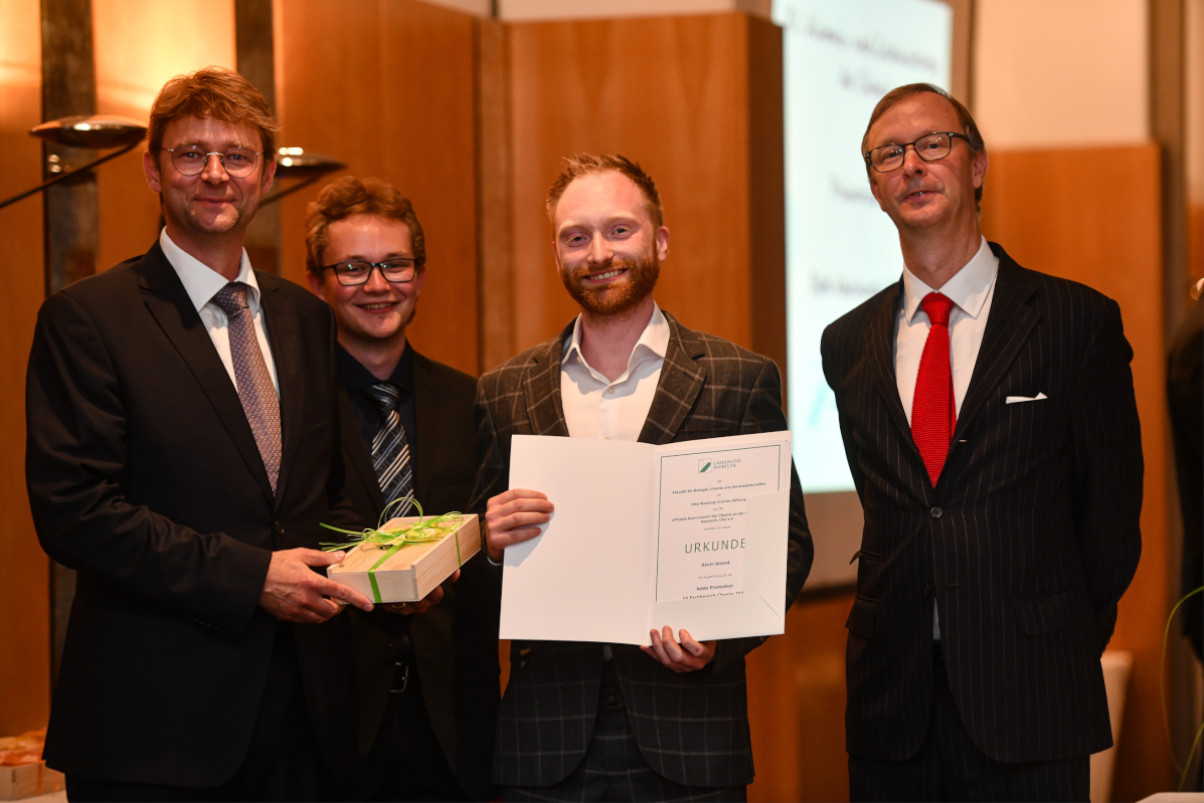 Verleihung Otto-Warburg: Herr Dr. Kevin Ament, Dr. Eric Hoffmann, Professor Dr. Jürgen Senker und Christof Bauer